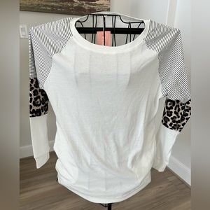 Leopard Print Tops for Women Fall 2023 Fashion Striped Long Sleeve Size S NWT